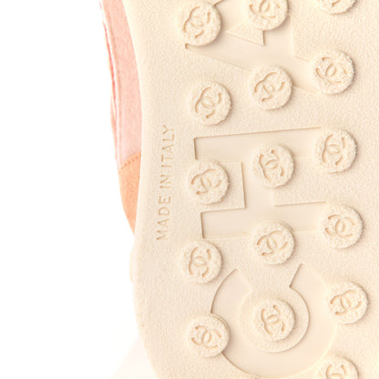 Chanel Wool Nylon Lambskin Suede Calfskin Womens Logo Sneakers 38 Beige Pink 6 of 9