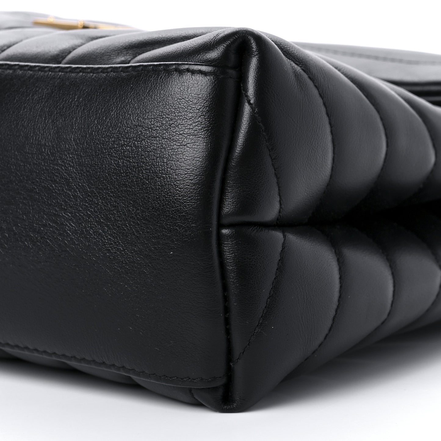 Calfskin Y Quilted Monogram Medium Loulou Chain Satchel Black