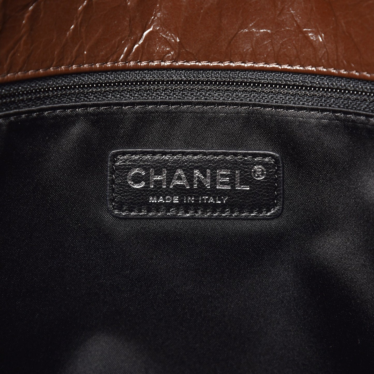 Glazed Calfskin Twisted Maxi Flap Brown