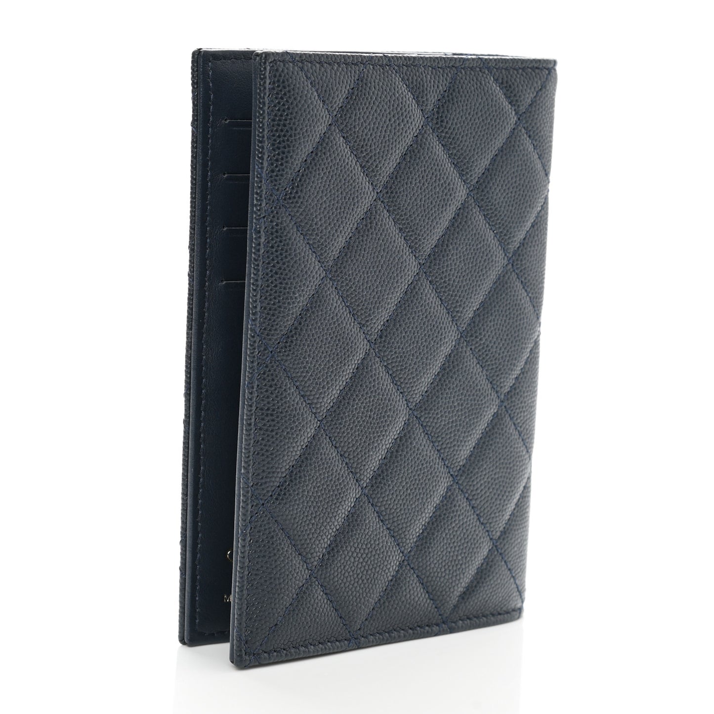 Caviar Quilted Passport Holder Navy Blue