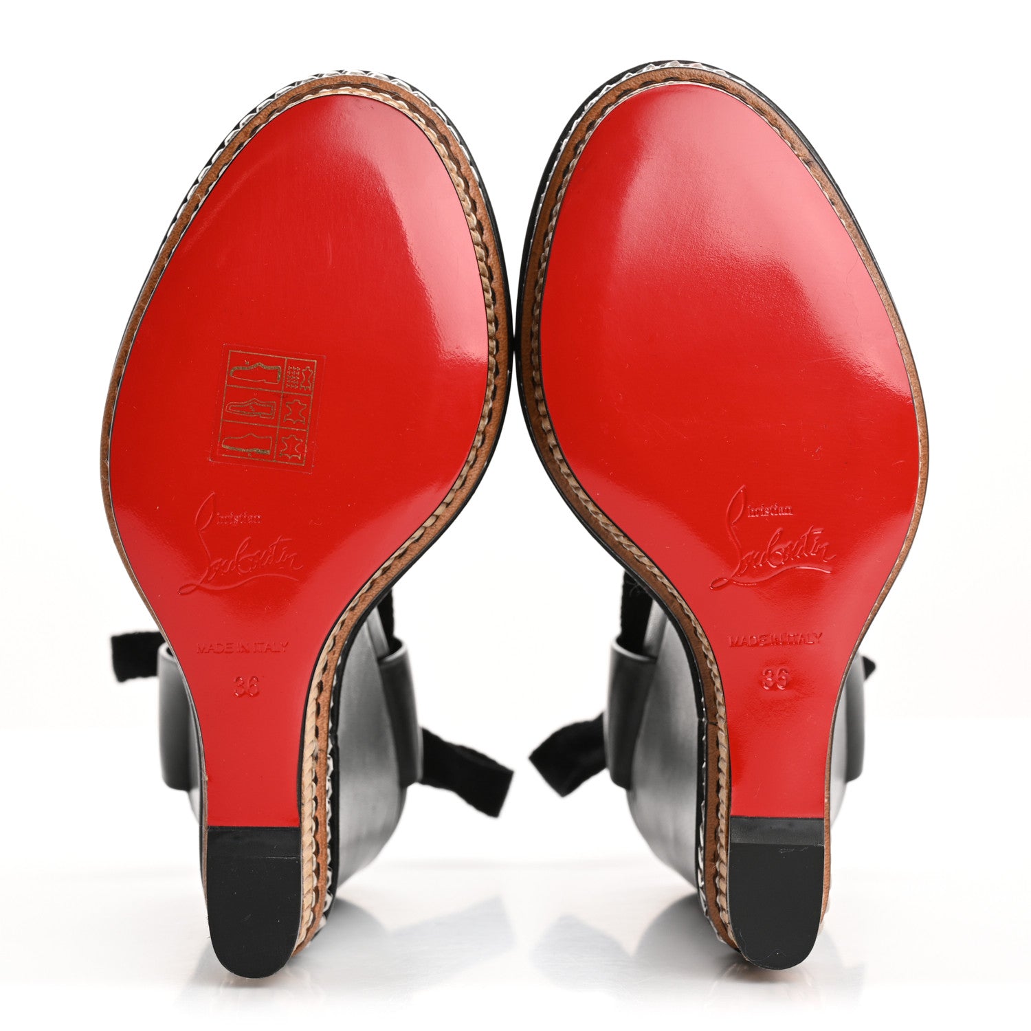 Christian Louboutin Shiny Calfskin Tribuli 140 Wedge Sandals 36 Black 6 of 11