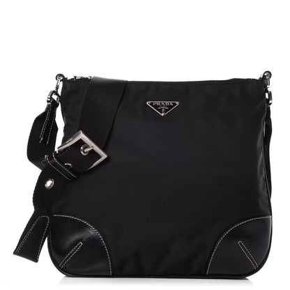 Prada Tessuto Nylon Vitello Flat Messenger Bag Black 1 of 7