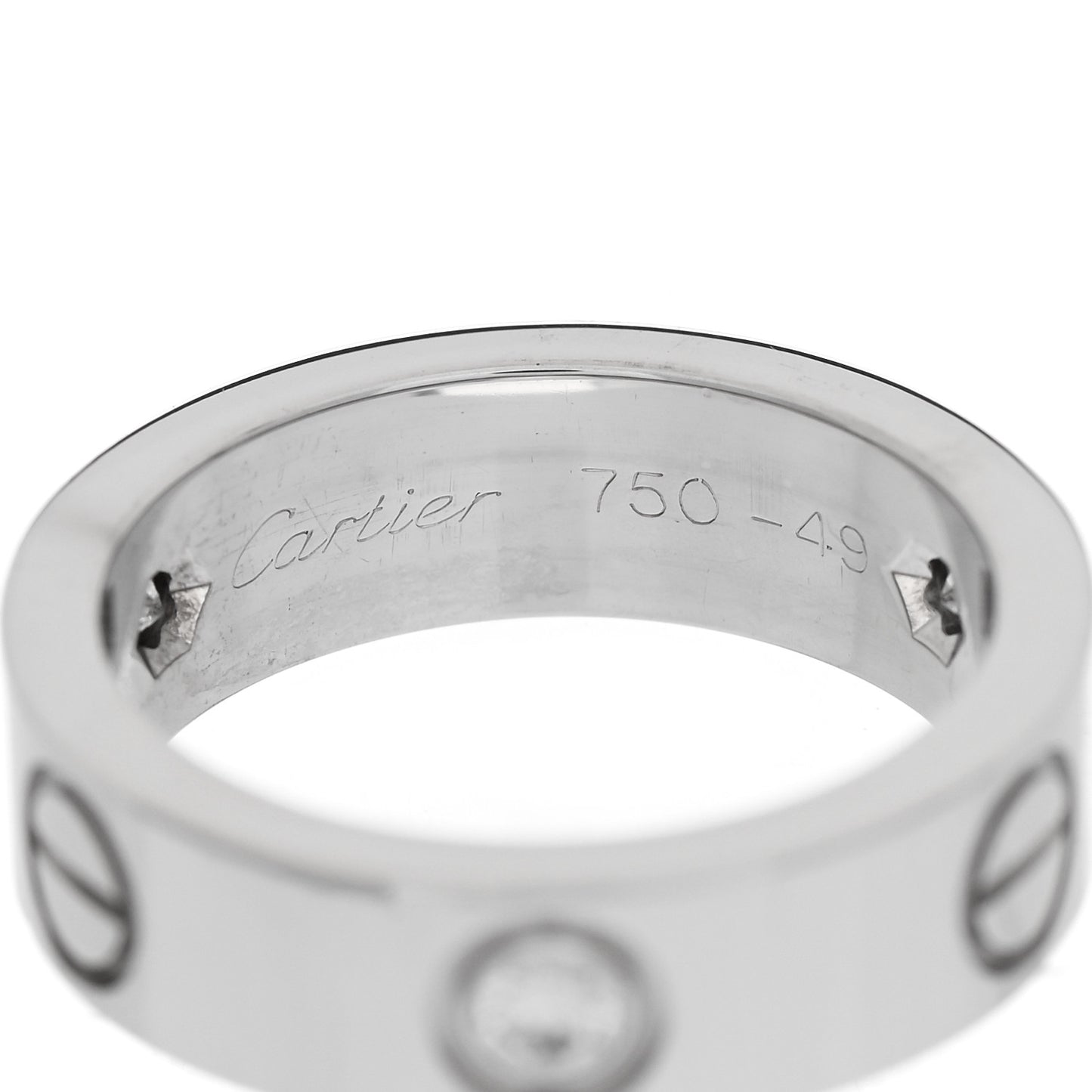 18K White Gold 3 Diamond 5.5mm LOVE Ring 49 5