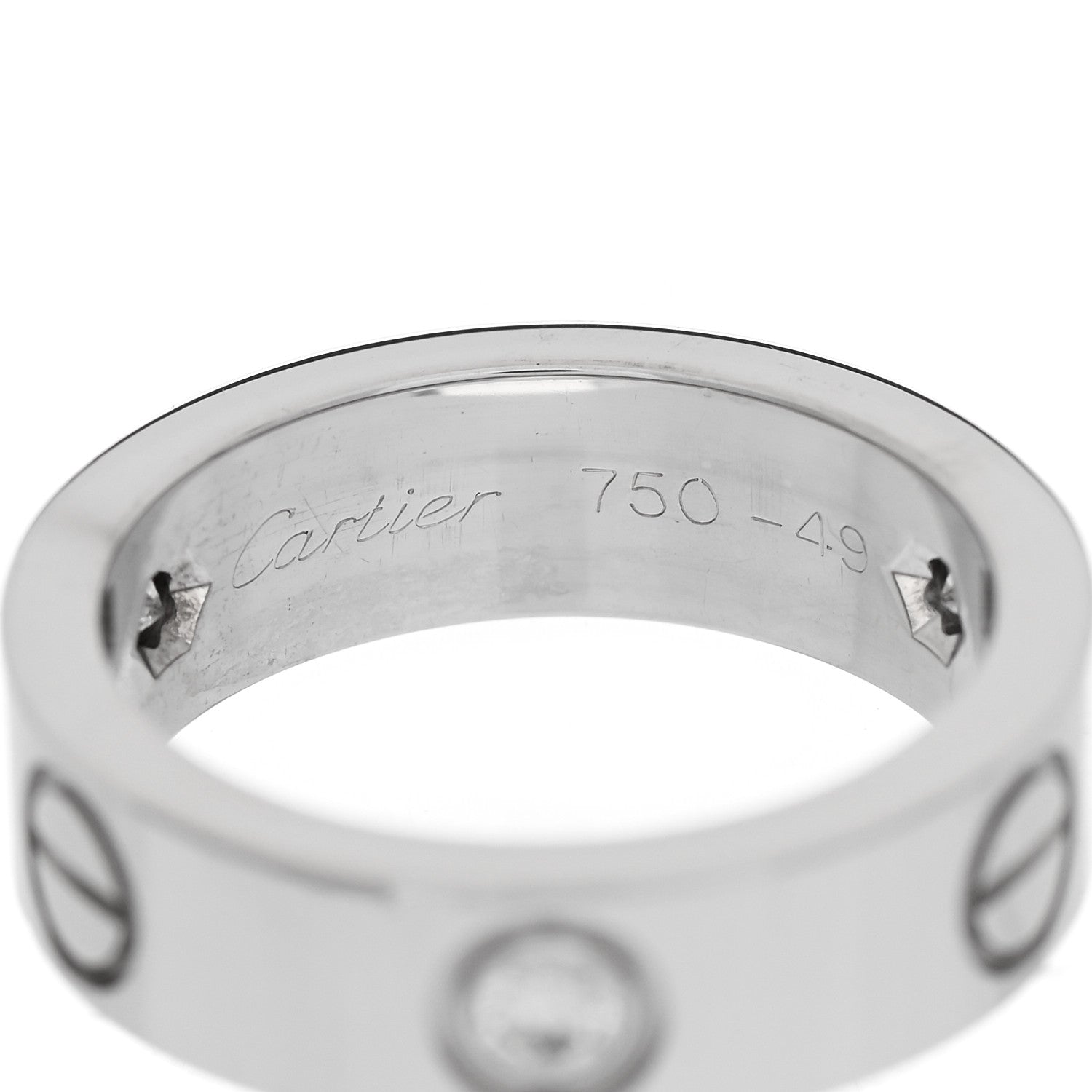 Cartier 18K White Gold 3 Diamond 5.5mm LOVE Ring 49 5 4 of 7