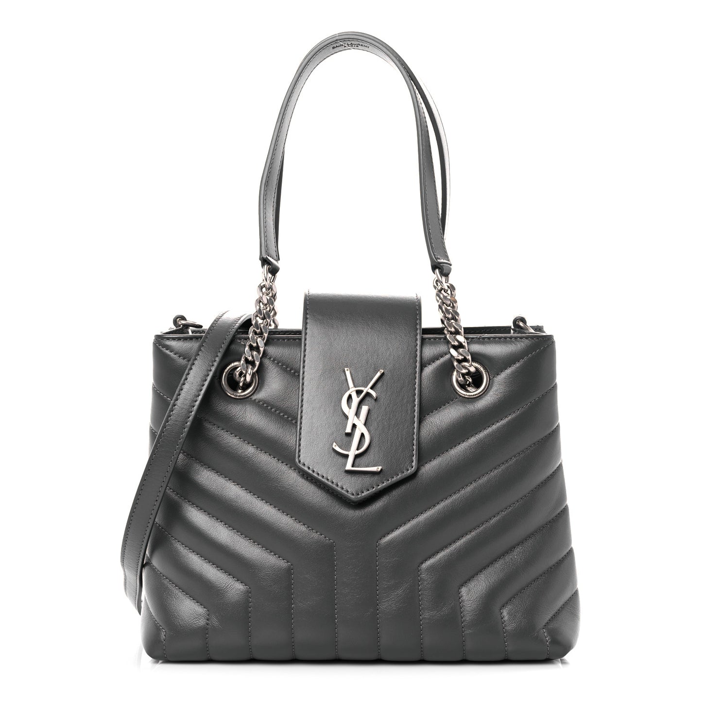 Calfskin Y Quilted Monogram Small Loulou Shopper Grey