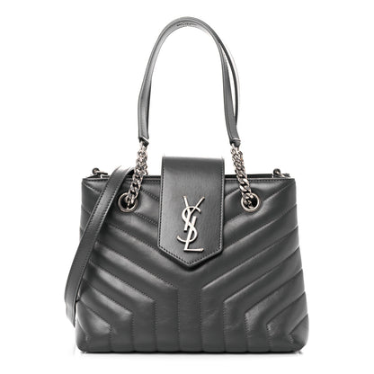 Saint Laurent Calfskin Y Quilted Monogram Small Loulou Shopper Grey 1 of 11
