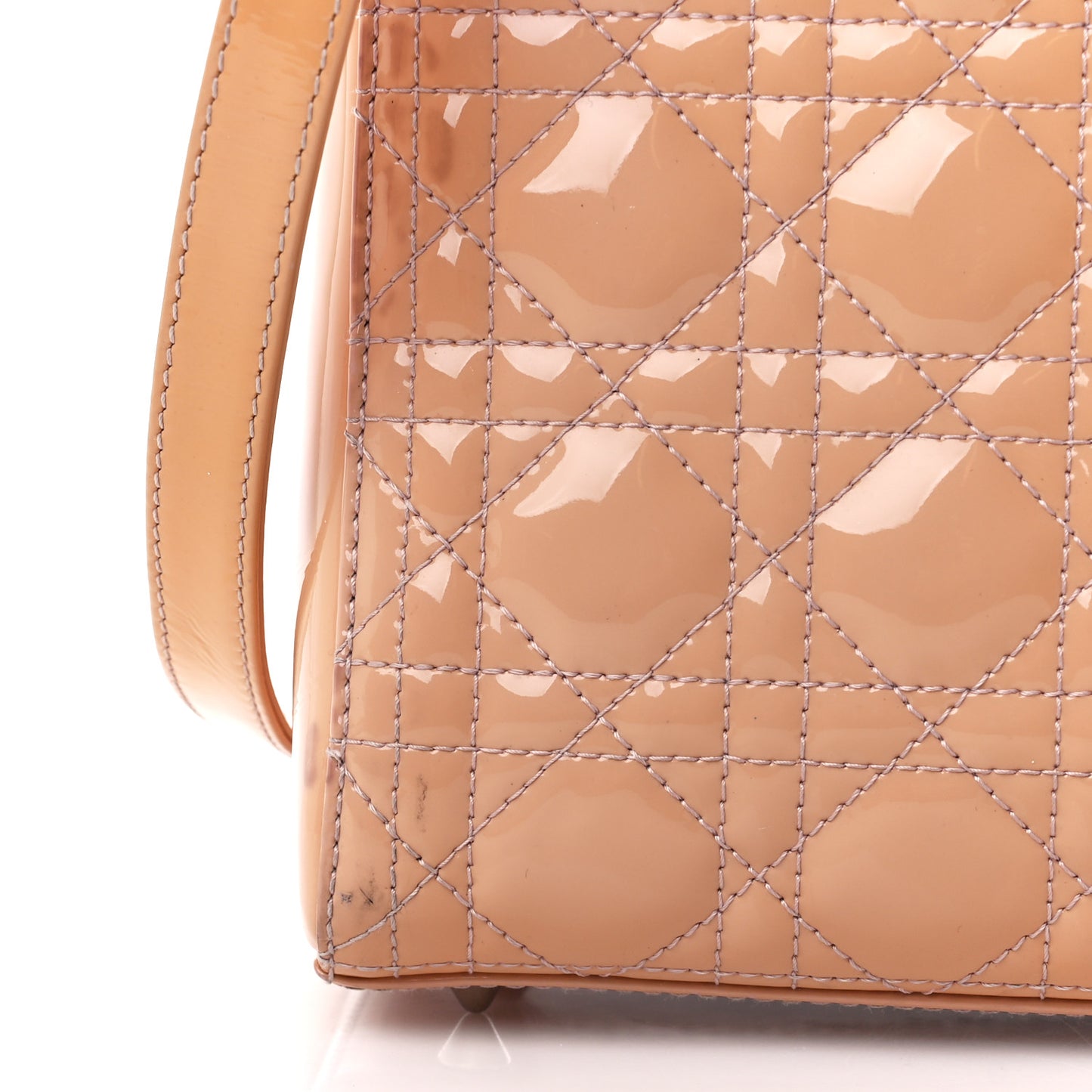 Patent Cannage Medium Lady Dior Rose Clair