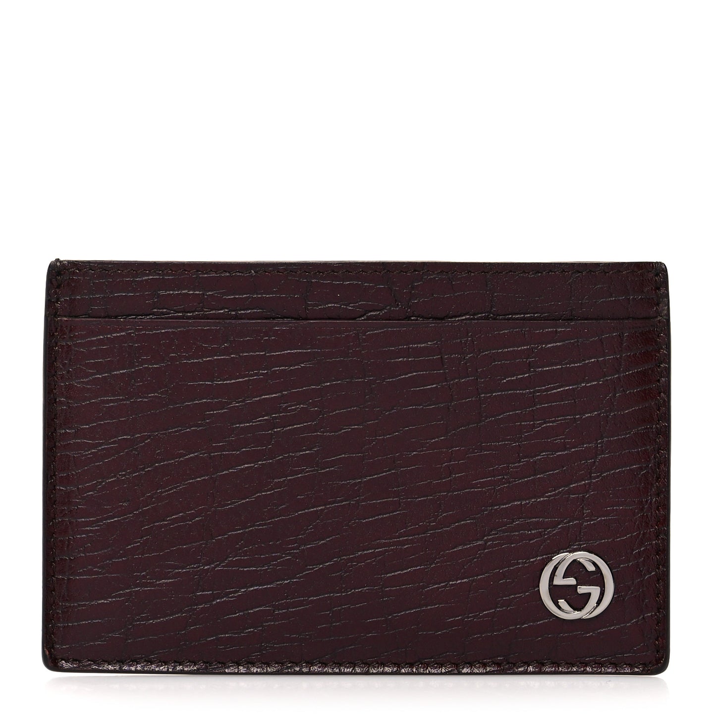 Calfskin GG Card Holder Burgundy