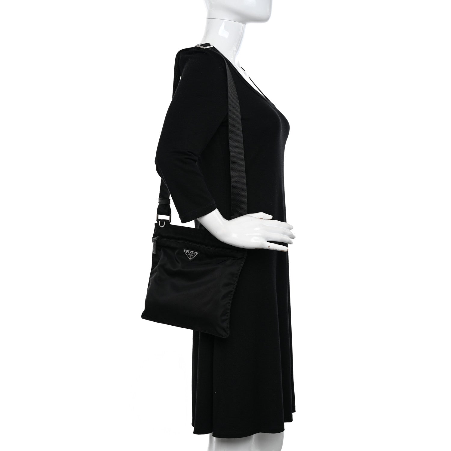Prada Nylon Vela Flat Messenger Bag Black 2 of 11