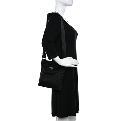Prada Nylon Vela Flat Messenger Bag Black 2 of 11