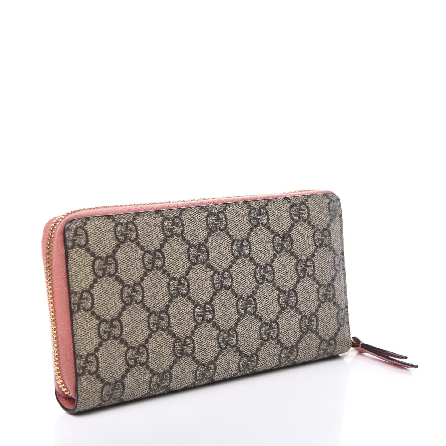 GG Supreme Monogram Embroidered Face Zip Around Wallet Pink