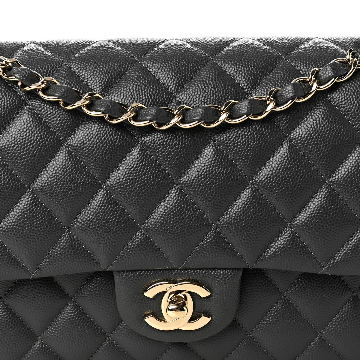 Chanel Caviar Quilted Medium Double Flap Dark Grey 8 of 10