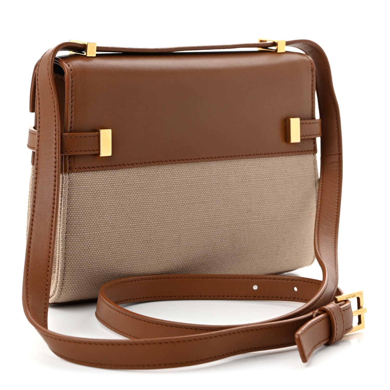 Saint Laurent Canvas Calfskin Mini Manhattan Shoulder Bag  Natural Beige Brick 3 of 10
