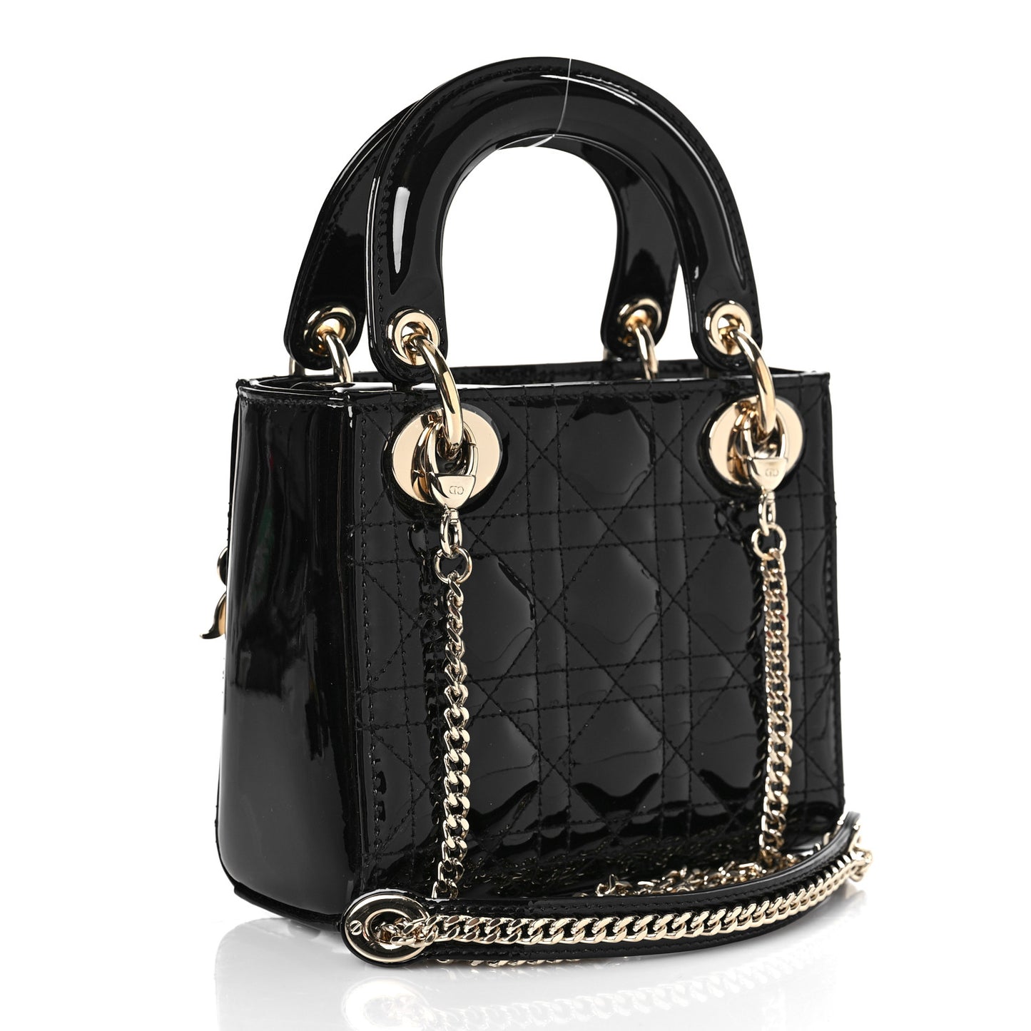 Patent Cannage Mini Lady Dior Black
