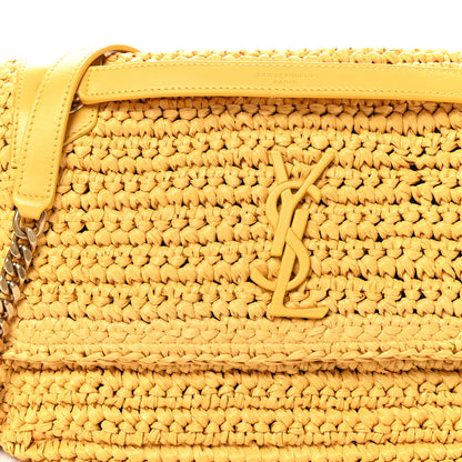 Saint Laurent Raffia Calfskin Monogram Medium Niki Chain Satchel Wheat 8 of 10