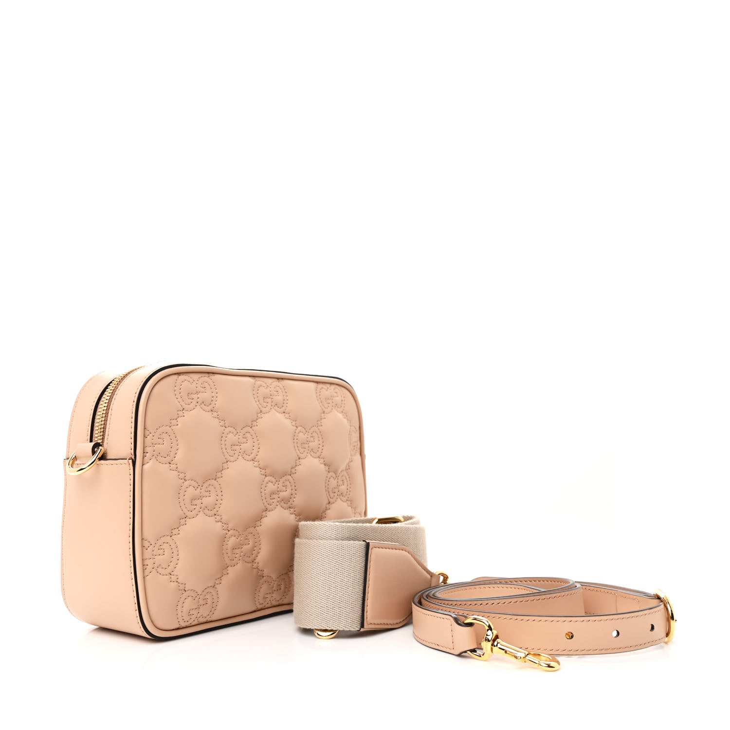 Gucci Calfskin GG Matelasse Small Shoulder Bag Pink Sand Natural 3 of 10