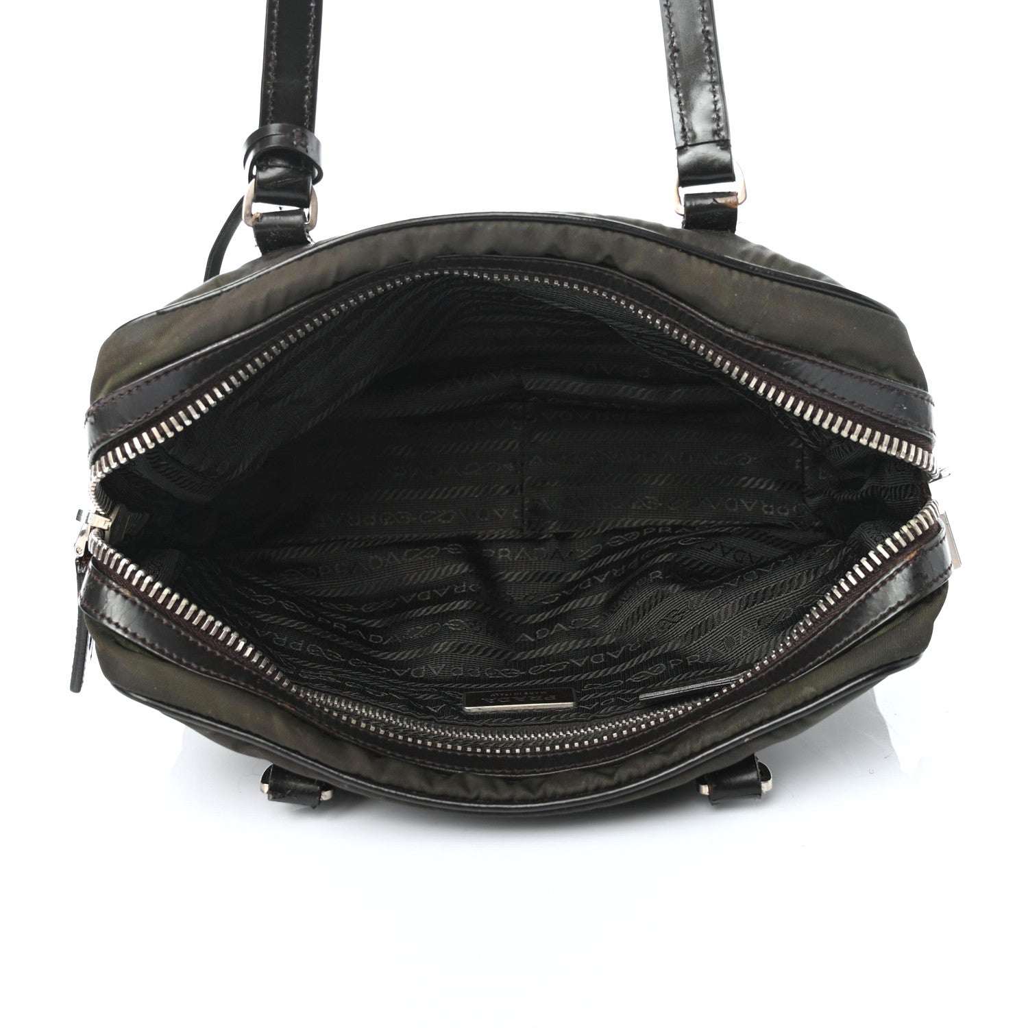 Prada Tessuto Nylon Calfskin Shoulder Bag Mimetico Moro 4 of 4