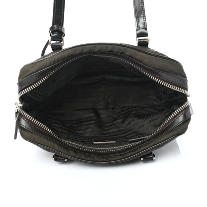 Prada Tessuto Nylon Calfskin Shoulder Bag Mimetico Moro 4 of 4