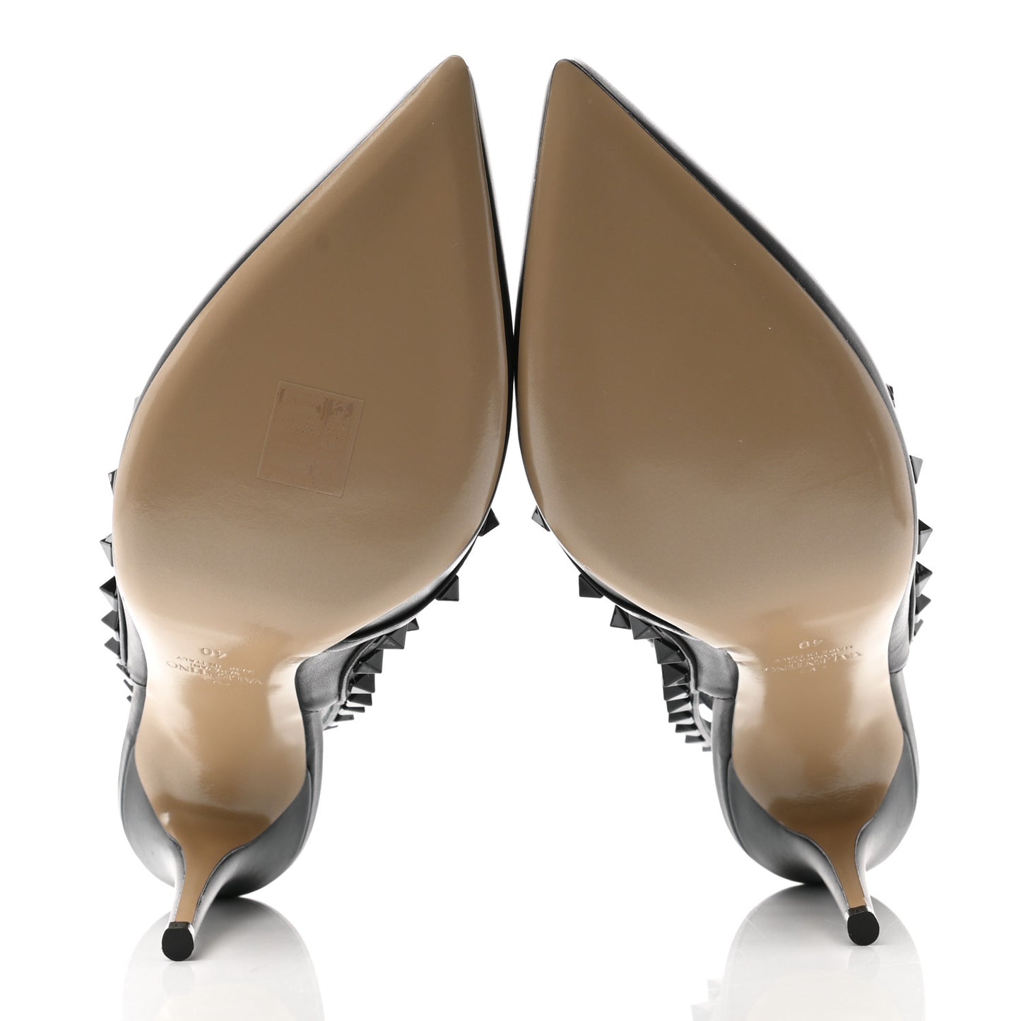 Calfskin Lacquered Monochrome Rockstud Ankle Strap 100mm Pumps 40 Black