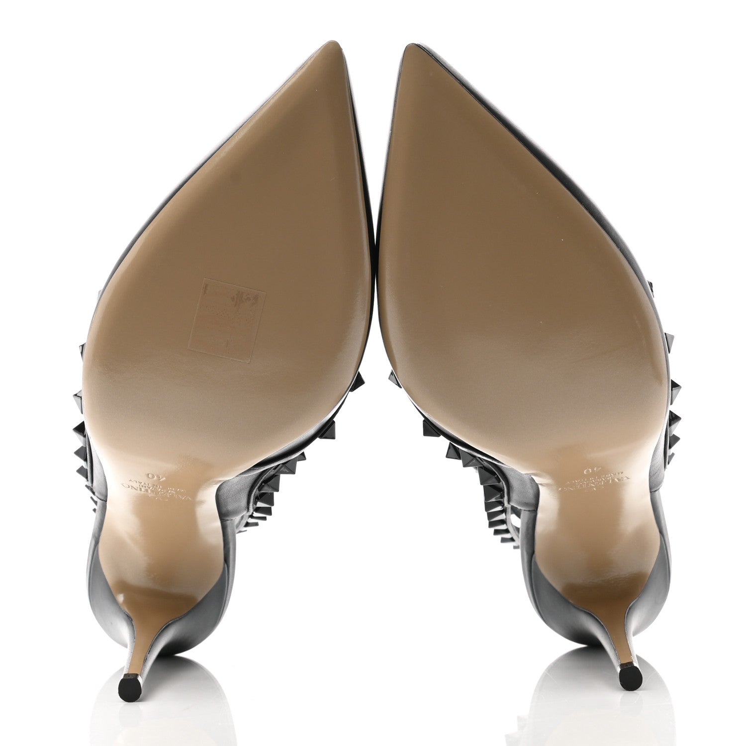 Valentino Garavani Calfskin Lacquered Monochrome Rockstud Ankle Strap 100mm Pumps 40 Black 6 of 10