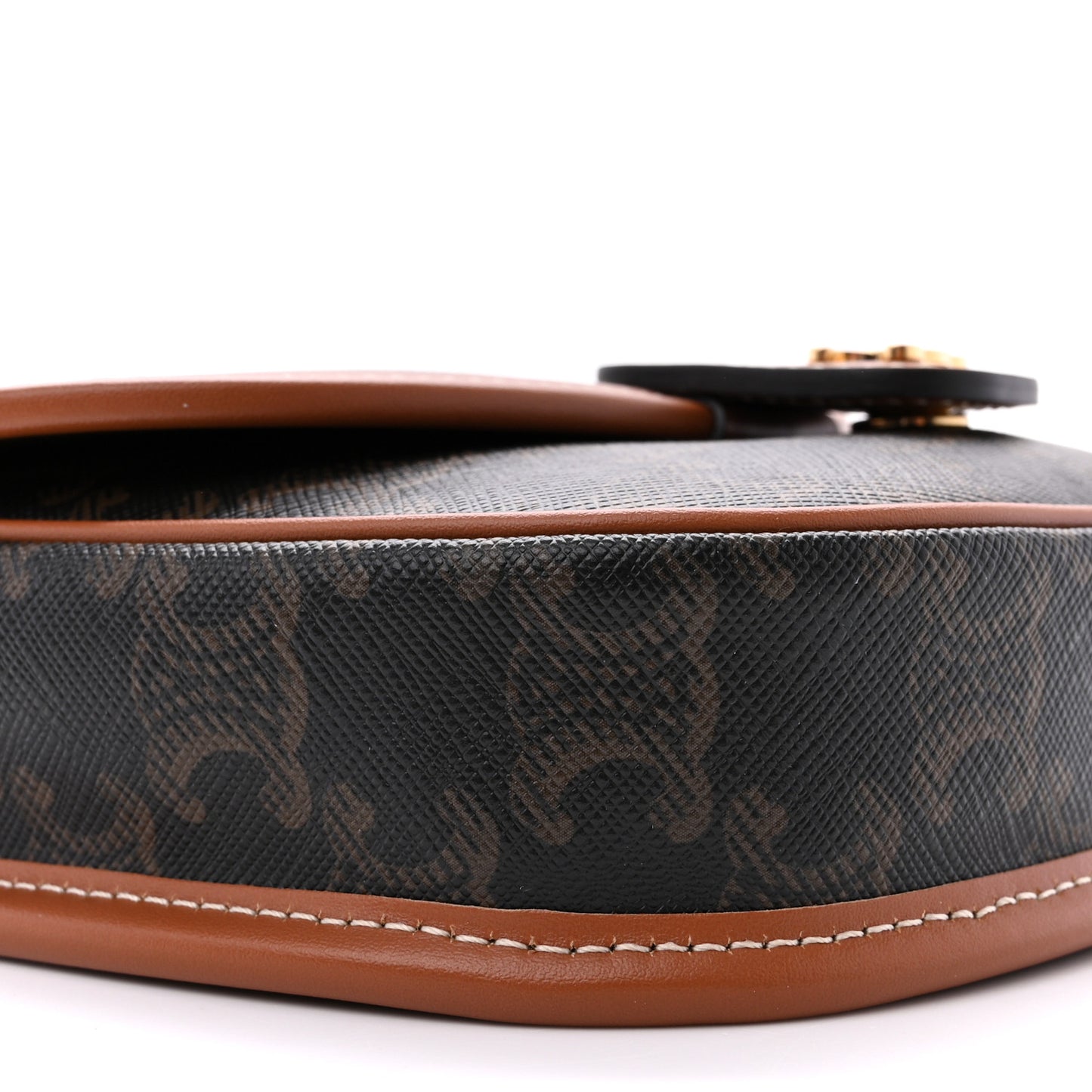 Canvas Calfskin Triomphe Mini Besace Tan