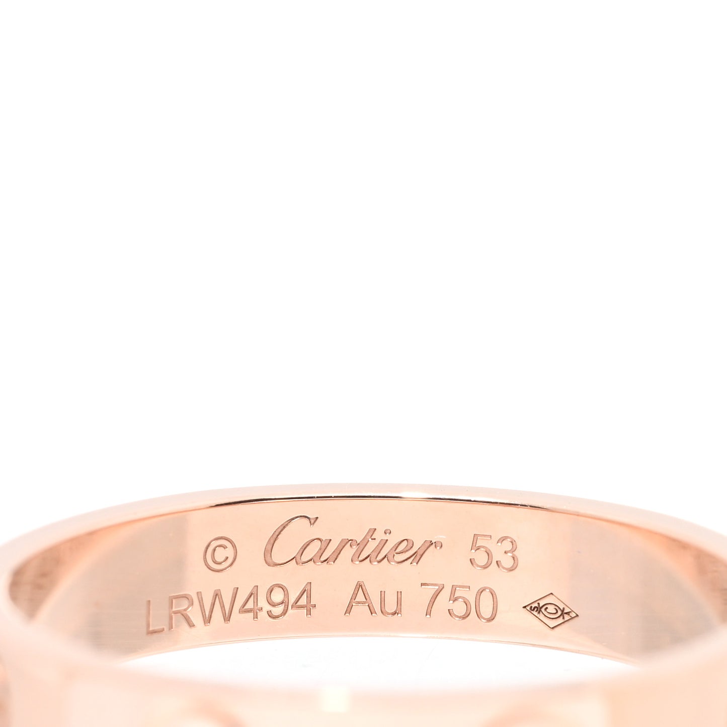 18K Pink Gold 3.5mm LOVE Wedding Band Ring 53 6.5