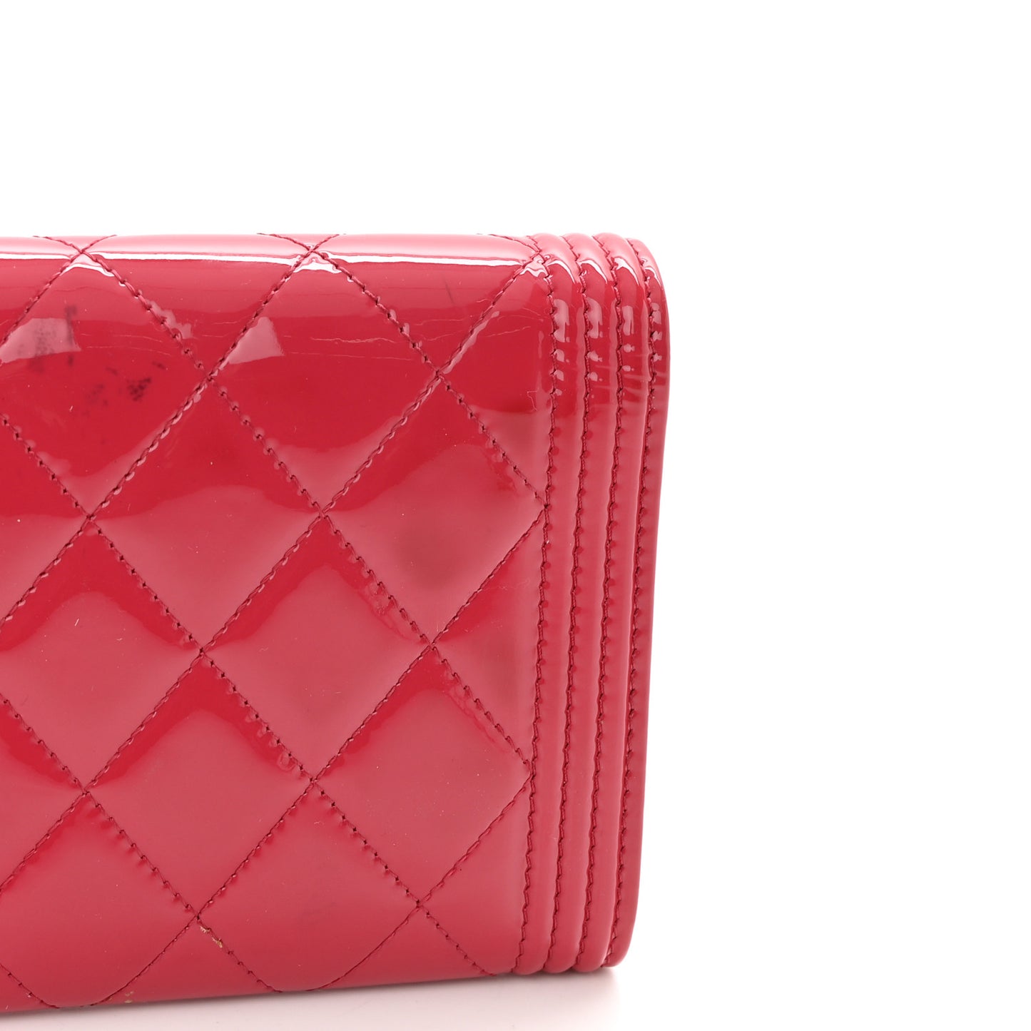 Patent Calfskin Quilted Boy Flap Wallet Pink