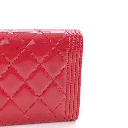 Chanel Patent Calfskin Quilted Boy Flap Wallet Pink 13 of 17