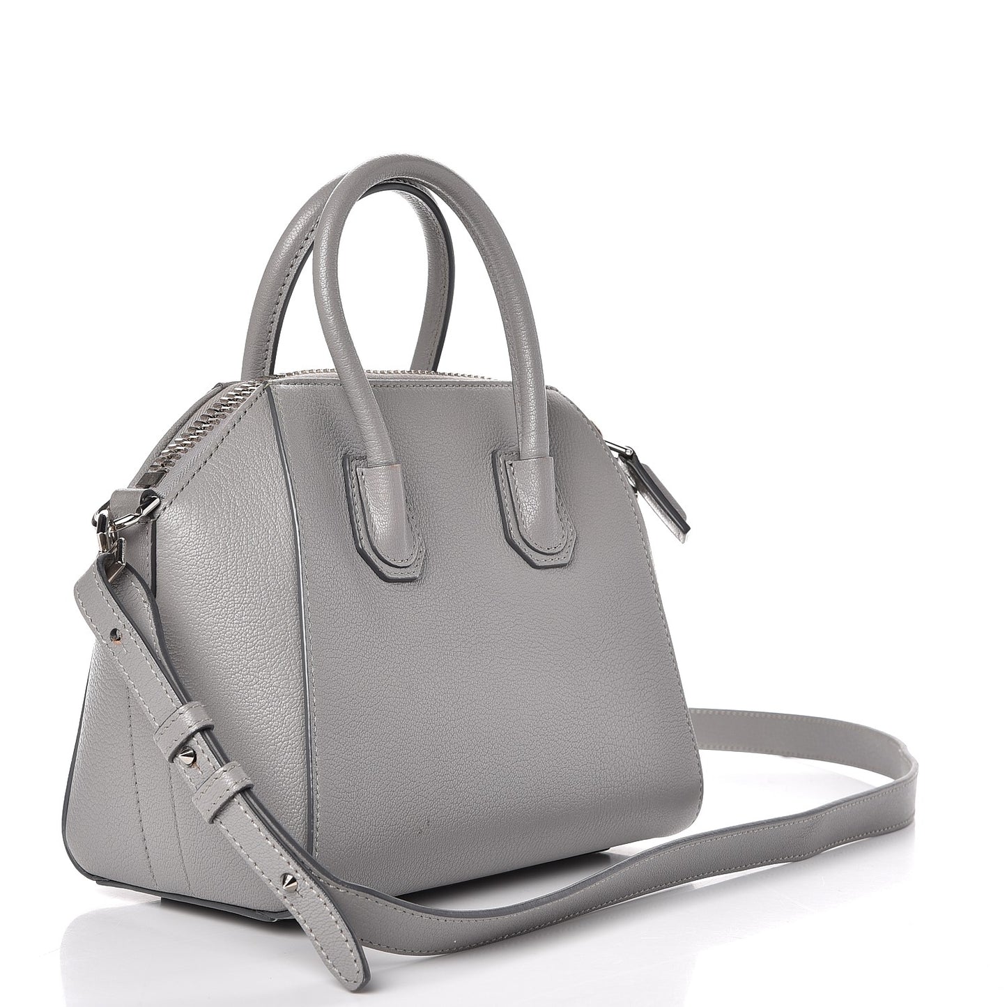Sugar Goatskin Mini Antigona Pearl Grey