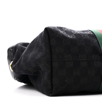 Gucci Denim GG Monogram Web Small Giglio Tote Black 9 of 10
