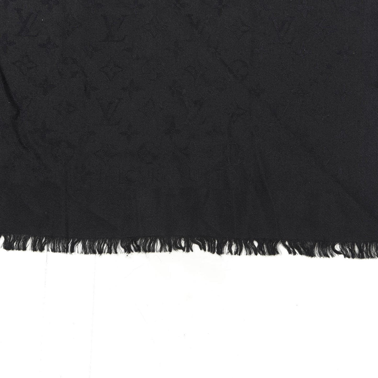 Wool Silk Monogram Shawl Black
