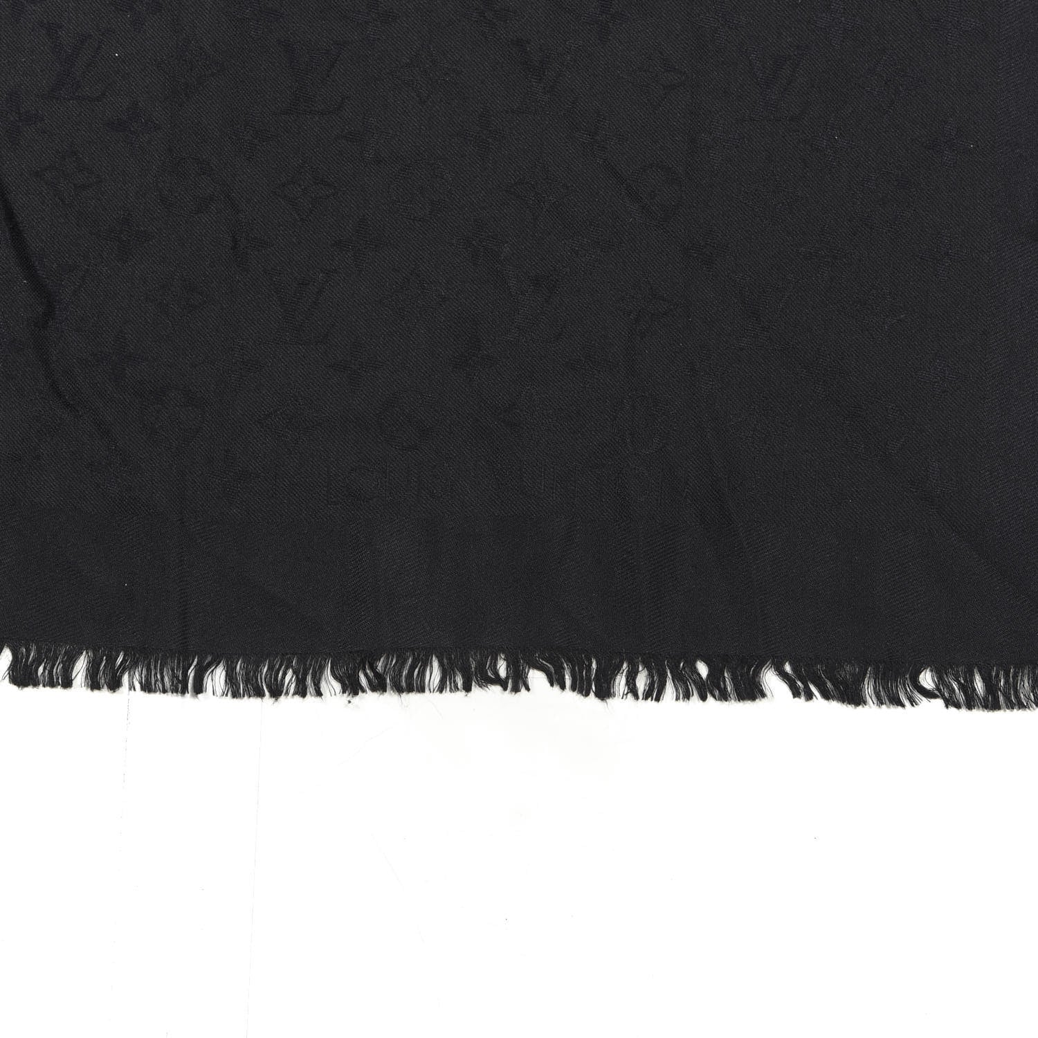 Louis Vuitton Wool Silk Monogram Shawl Black 3 of 3