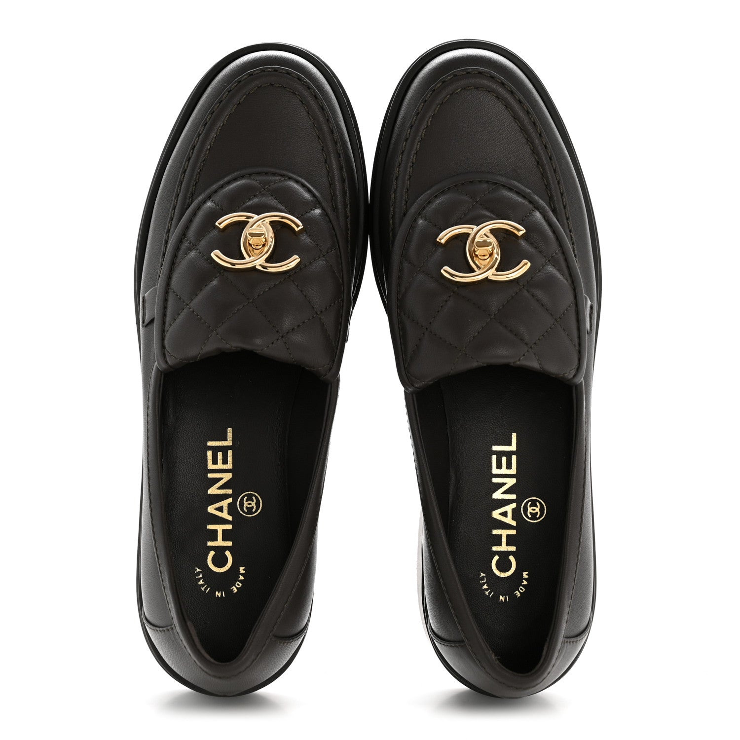 Chanel Lambskin Quilted CC Turnlock Loafers 37 Brown 2 of 9