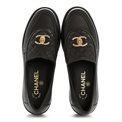 Chanel Lambskin Quilted CC Turnlock Loafers 37 Brown 2 of 9