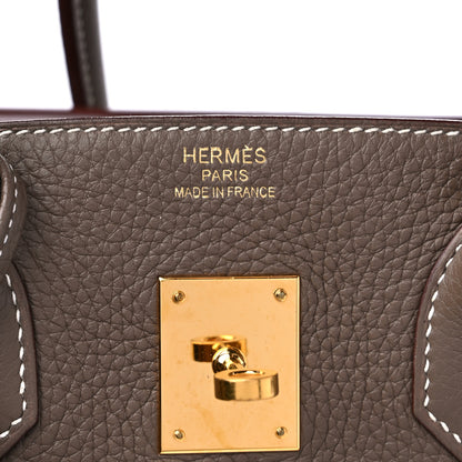 Hermes Taurillon Clemence Birkin 35 Etoupe 5 of 17