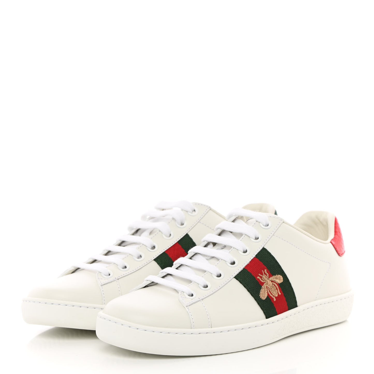 Calfskin Ayers Bee Embroidered Womens Ace Sneakers 36.5 White Green