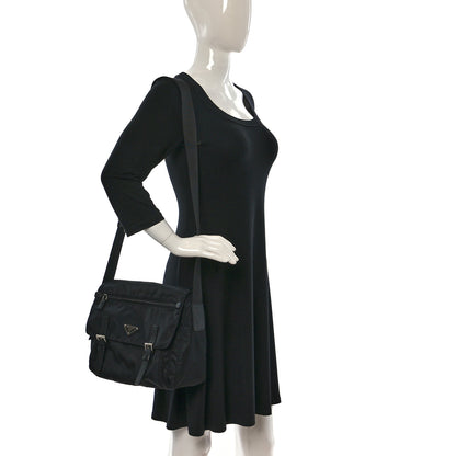 Prada Tessuto Nylon Saffiano Vela Messenger Bag Black 2 of 11