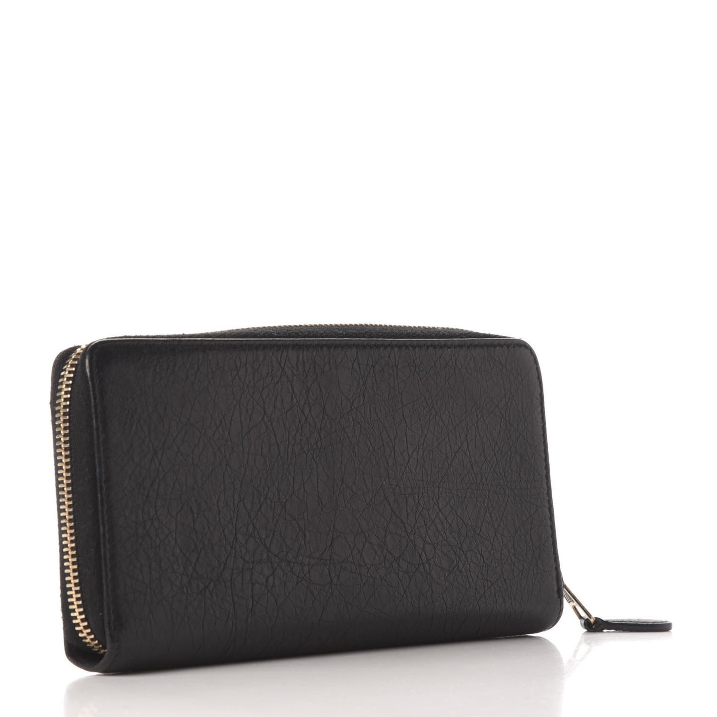 Agneau Giant 12 Rose Gold Hardware Continental Zip Around Wallet Black
