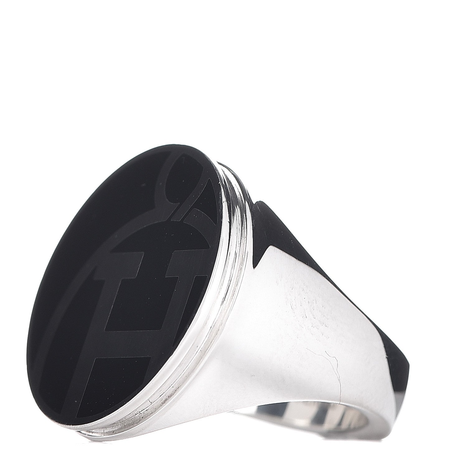 Hermes Sterling Silver Enamel Ring 52 6 Black 3 of 5