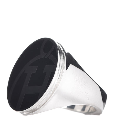 Hermes Sterling Silver Enamel Ring 52 6 Black 3 of 5