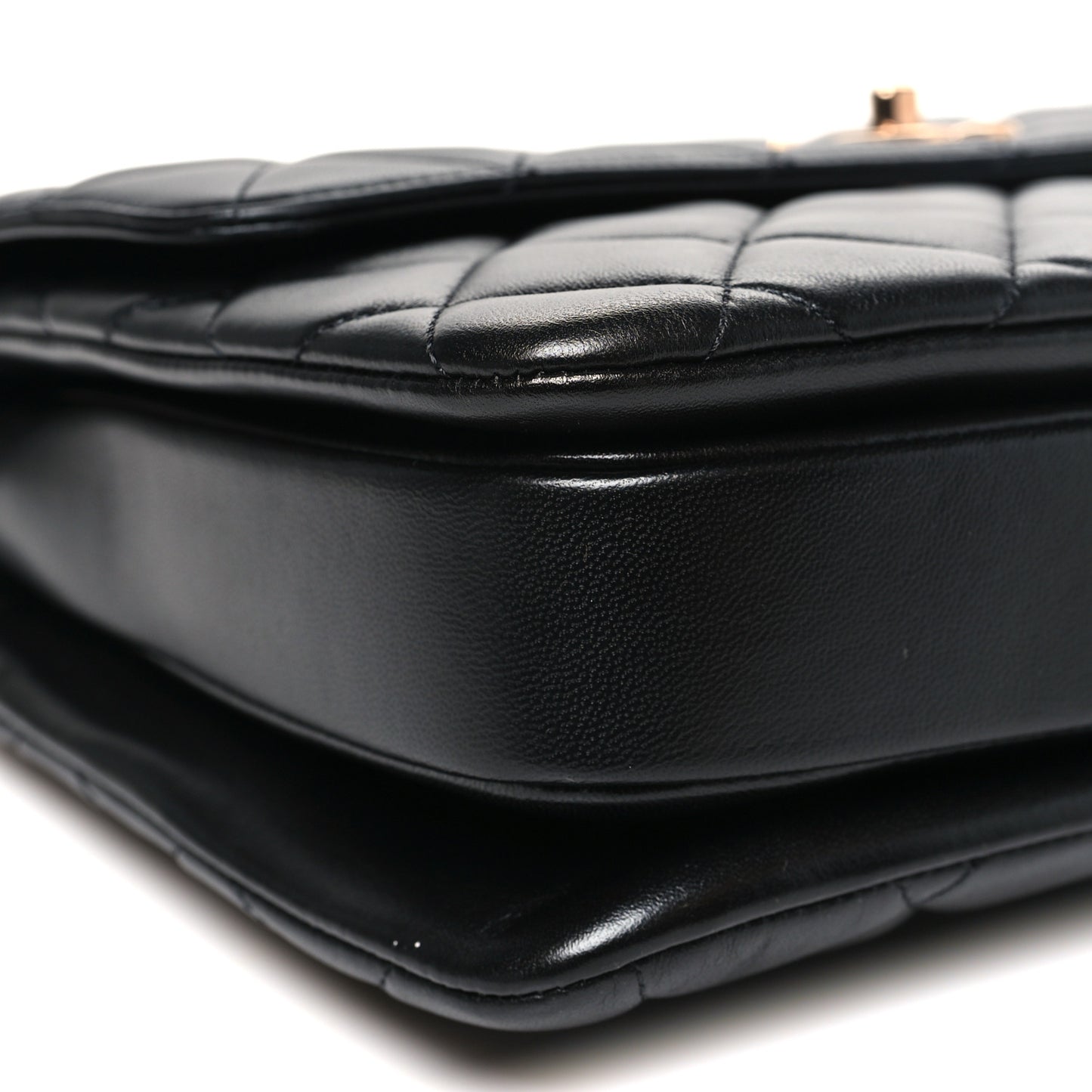 Lambskin Quilted Medium Trendy CC Flap Dual Handle Bag Black