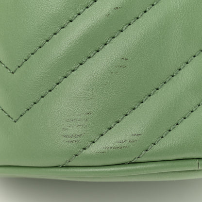 Gucci Calfskin Matelasse Chevron Mini GG Marmont 2.0 Bucket Bag Salamander Green 11 of 12