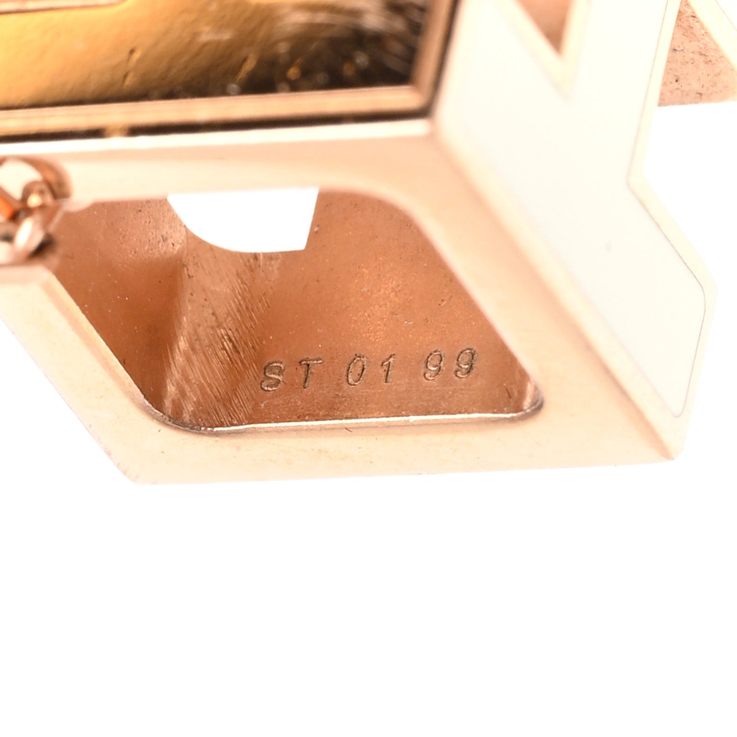 Rose Gold Lacquered Cage d'H Pendant Necklace White