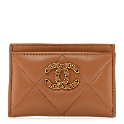 Chanel Lambskin Quilted Chanel 19 Card Holder Brown 1 of 9