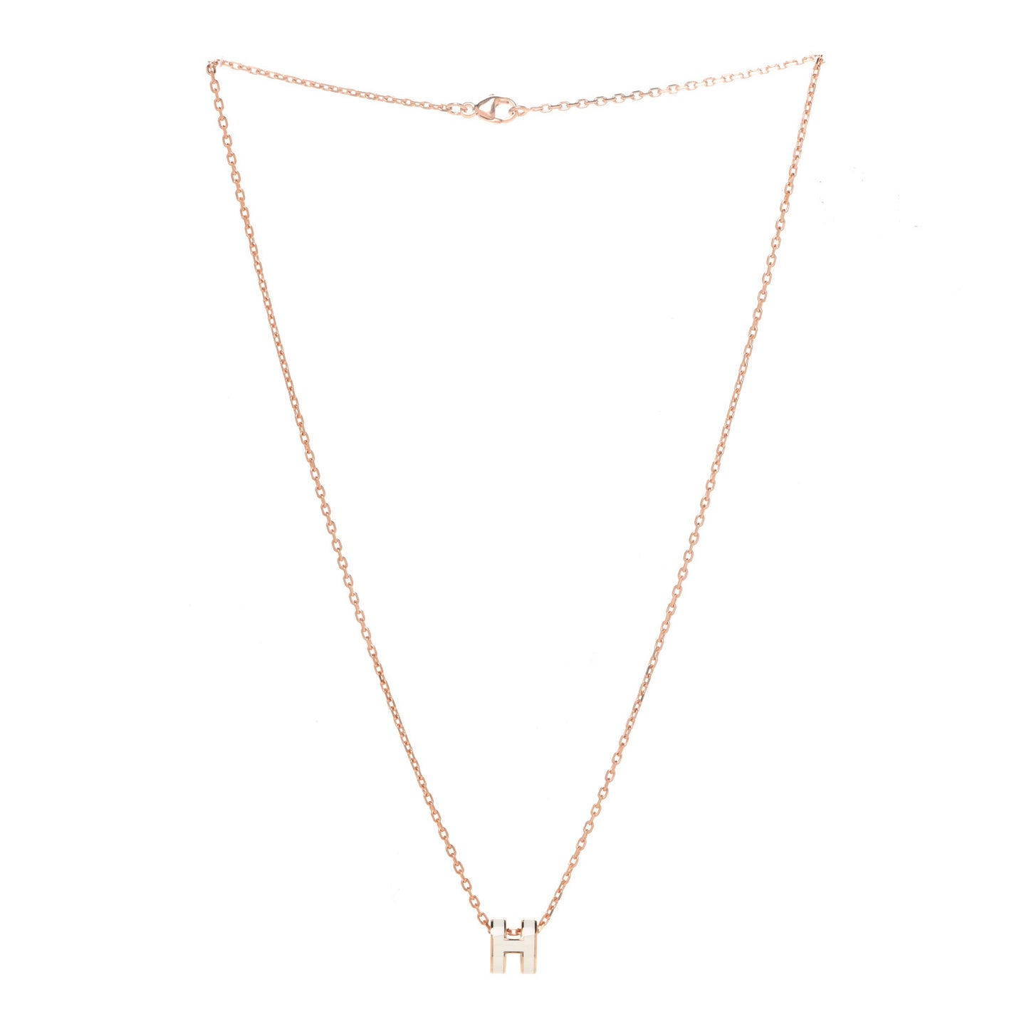 Lacquered Rose Gold Mini Pop H Pendant Necklace White