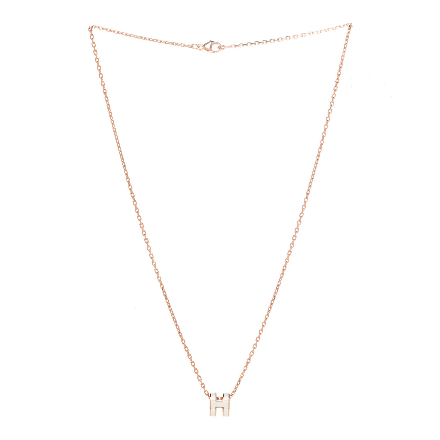 Hermes Lacquered Rose Gold Mini Pop H Pendant Necklace White 3 of 7