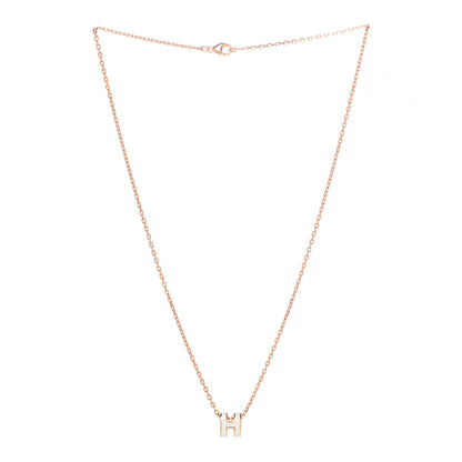 Hermes Lacquered Rose Gold Mini Pop H Pendant Necklace White 3 of 7