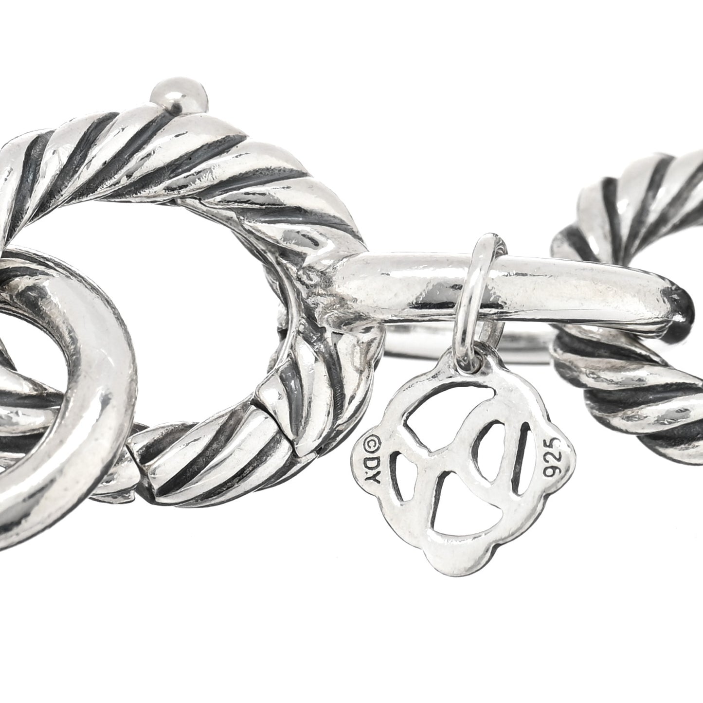 Sterling Silver Ceramic 13mm Large Oval Link Bracelet Black