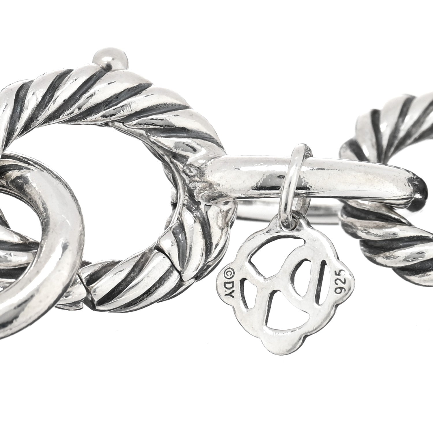 David Yurman Sterling Silver Ceramic 13mm Large Oval Link Bracelet Black 3 of 3