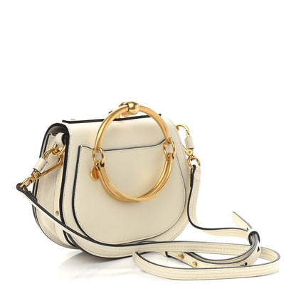 Chloe Calfskin Suede Small Nile Bracelet Bag Off White 3 of 8